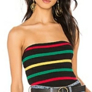 Superdown Red-Gold-Green-Black Tube Top